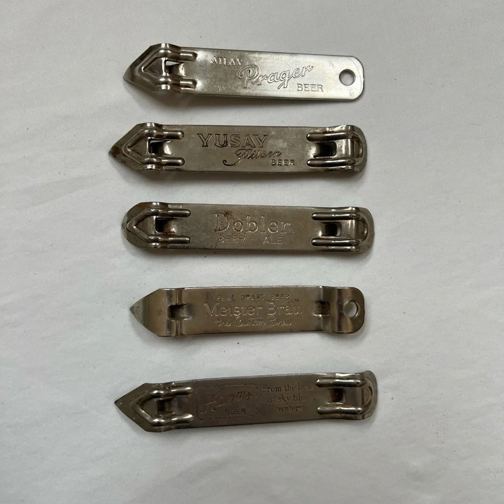 Beer Can Bottle Openers Lot of 5 Yusay Dobler Hamm's Meister Brau Atlas Prager
